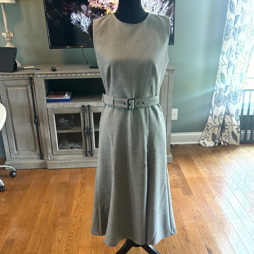 Ann Taylor Houndstooth A-line Midi Dress for Work